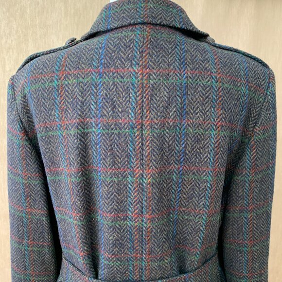 Vintage Aquascutum Trench Coat | Pure Virgin Wool Herringbone Plaid - Picture 4 of 14